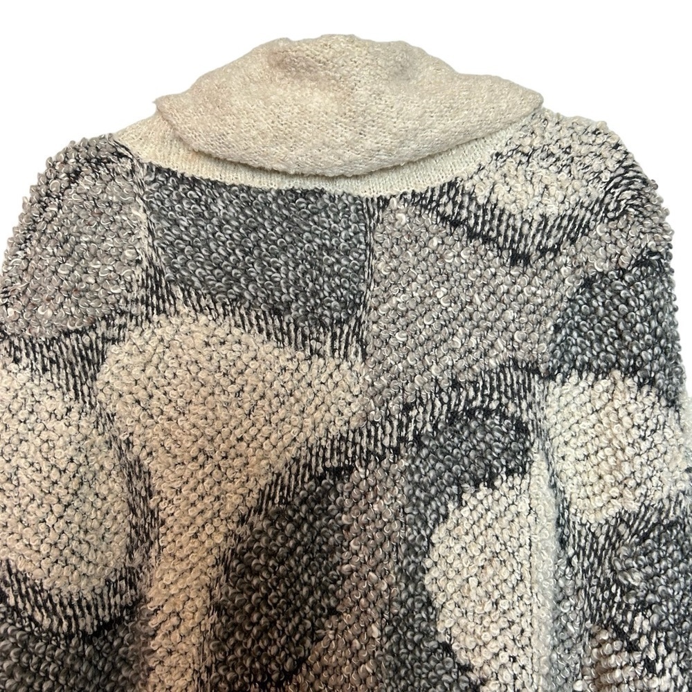 I.N.C.International Concepts Gray White Tan Knit Wool Alpaca Blend Fringe Poncho - Picture 8 of 16